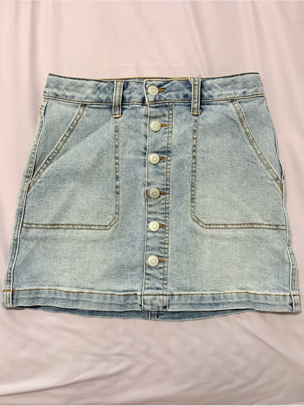 Cat & Jack Girls Size 10/12 Light Blue Button-Front Casual Denim Mini Skirt Cute